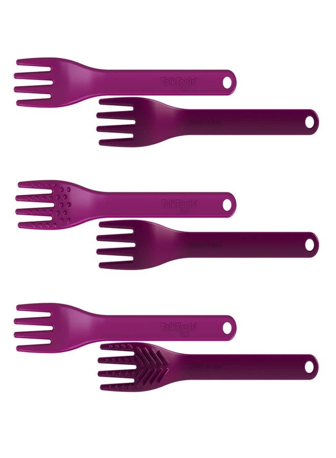 TalkTools® Magenta Fork™ - Provides oral awareness during feeding | Encourages lip closure | Increases sensory awareness | FDA compliant, Latex, Lead, BPA, and Phthalates free (Set) - Image 1