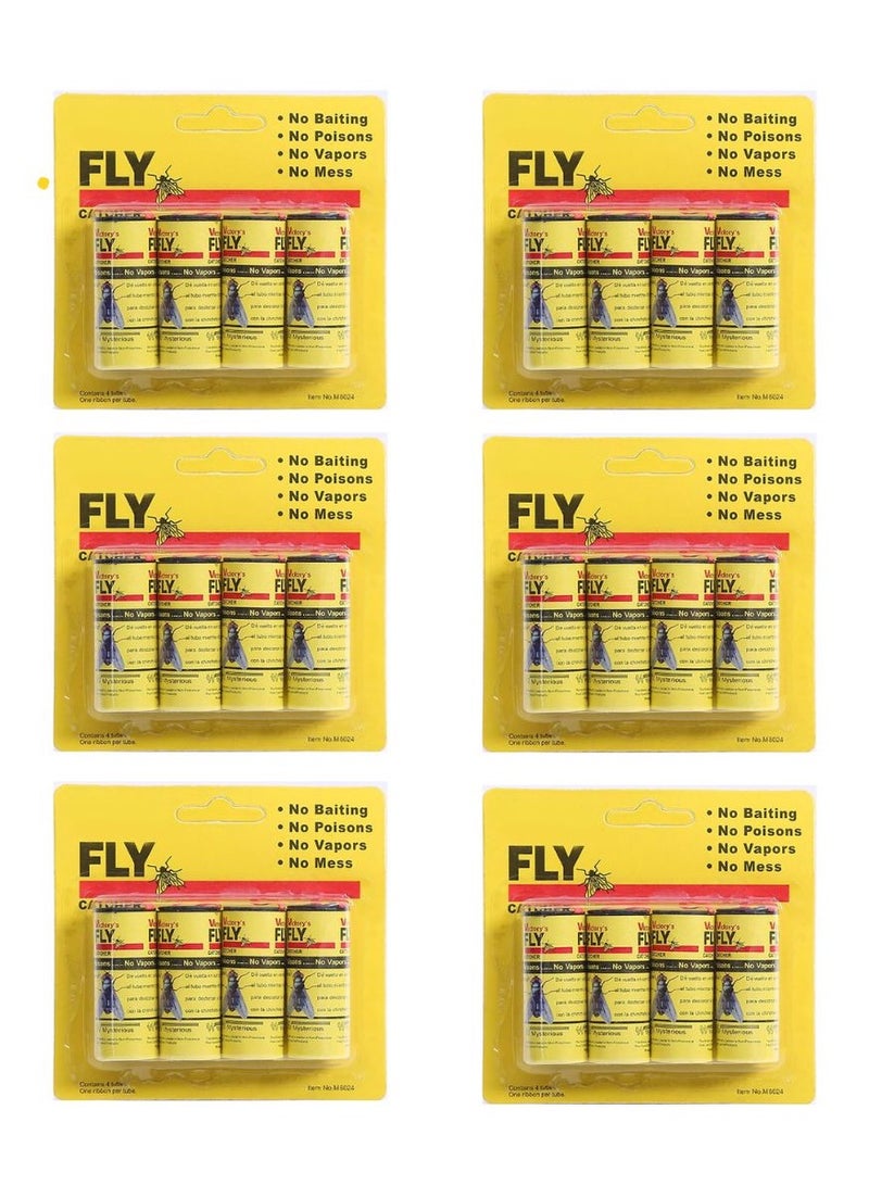 Generic Kill Fly Sticky Trap Strips, 24 Rolls in 6 Packs, Indoor Mosquito and Fly Catcher Ribbon pack of 6  - Image 1