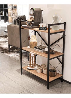 AGD Coffee Corner Table for Display and Storage, 3 Shelf Wood Side Table with Metal Frame Meets All Your Needs - Brown/Black  - Image 1