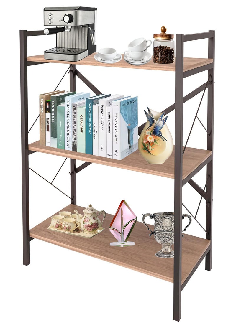 AGD - Coffee Corner Table for Display and Storage, 3 Shelf Wood Side Table with Metal Frame Meets All Your Needs - Brown/Black - Image 1