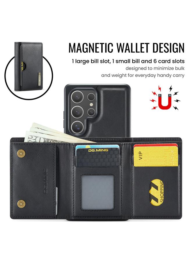 Dg مينغ جراب لهاتف Samsung Galaxy S25 Ultra 5G M6 Series RFID حقيبة بطاقات ثلاثية الطي قابلة للإزالة من الجلد - Image 5
