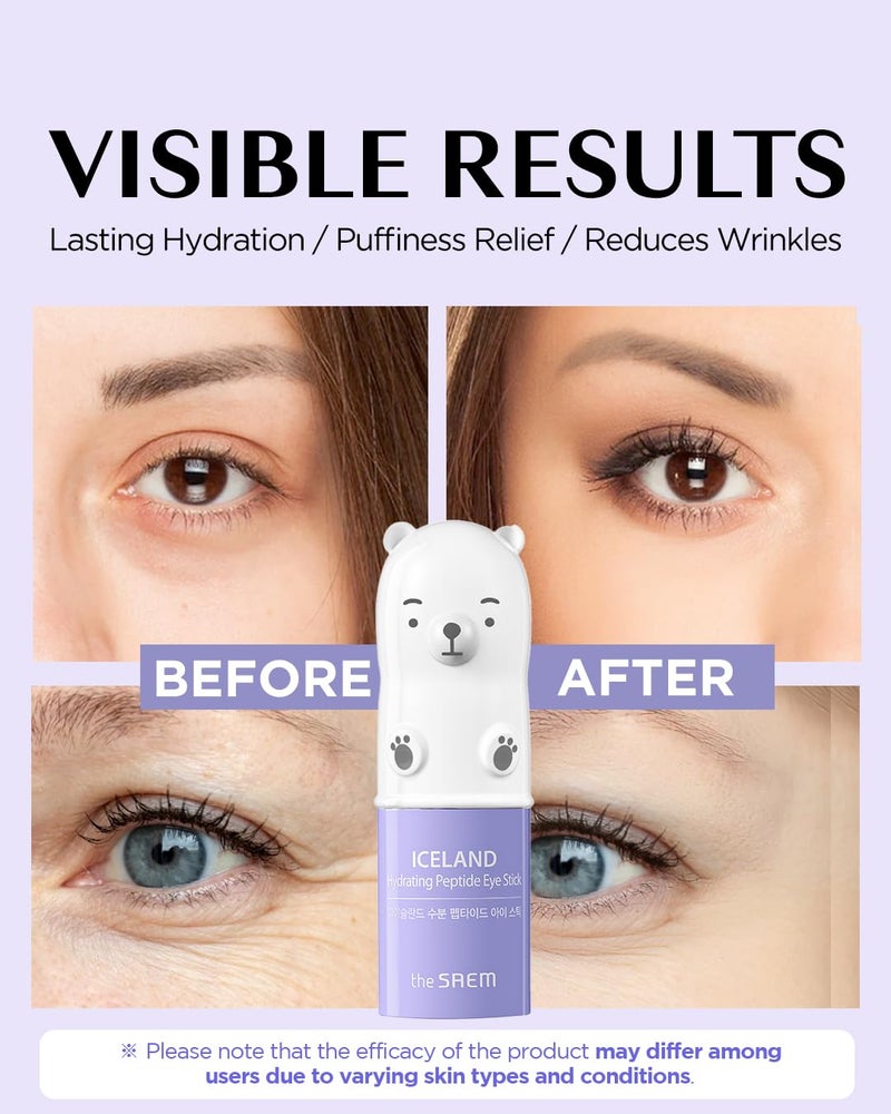 THESAEM Iceland Hydrating Peptide Eye Stick 0.24oz - Elasticity, Cooling, Moisturizing Eye Balm for Loose Skin â€“ Under Eye Treatment - Balm to Smooth Skin Texture - Daisy Flower Scent, 2 Pack - Image 3