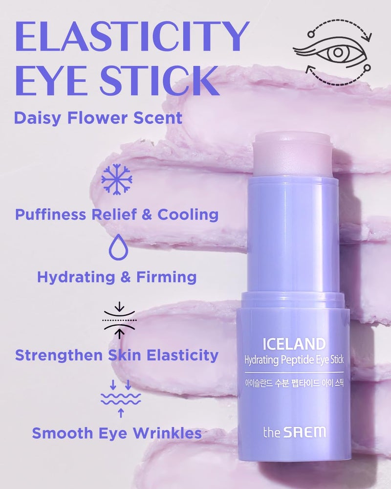 THESAEM Iceland Hydrating Peptide Eye Stick 0.24oz - Elasticity, Cooling, Moisturizing Eye Balm for Loose Skin â€“ Under Eye Treatment - Balm to Smooth Skin Texture - Daisy Flower Scent, 2 Pack - Image 2