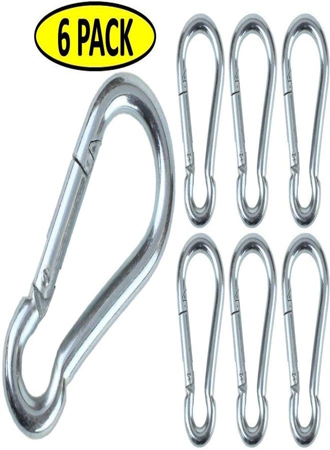 DESCTIDY Heavy Duty Safety Lock Cable Attachment,Stainless Steel Spring Snap Hook Carabiner/Hook Swing Connector Multipurpose,SnapHook for Weight-Lifting Mountain Climbing Gym Silver (Pack of 6) - Image 2