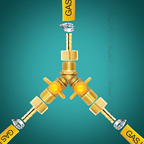 Horiznext brass 5/16 inch O.D. barb three way shut off ball valve for gas hose air water pvc pex garden tubing fuel line, tee switch splitter fitting - Image 4