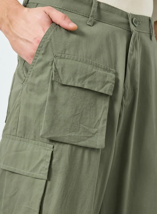 Styli  Men Olive Green Baggy Fit Trousers for Men | Best Price UAE
