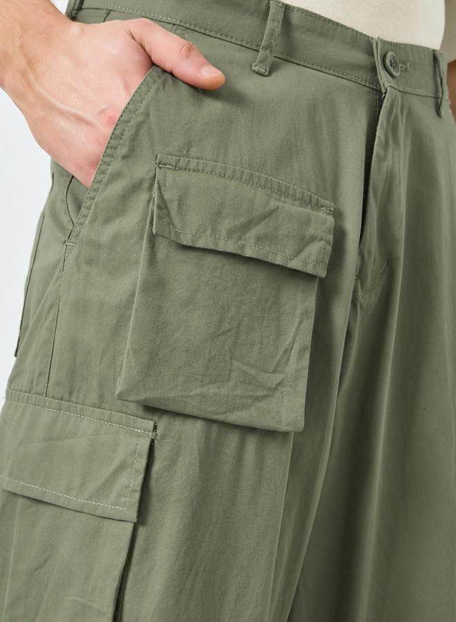 Styli Men Olive Green Baggy Fit Trousers - Image 3