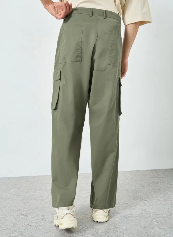 Styli  Men Olive Green Baggy Fit Trousers for Men | Best Price UAE