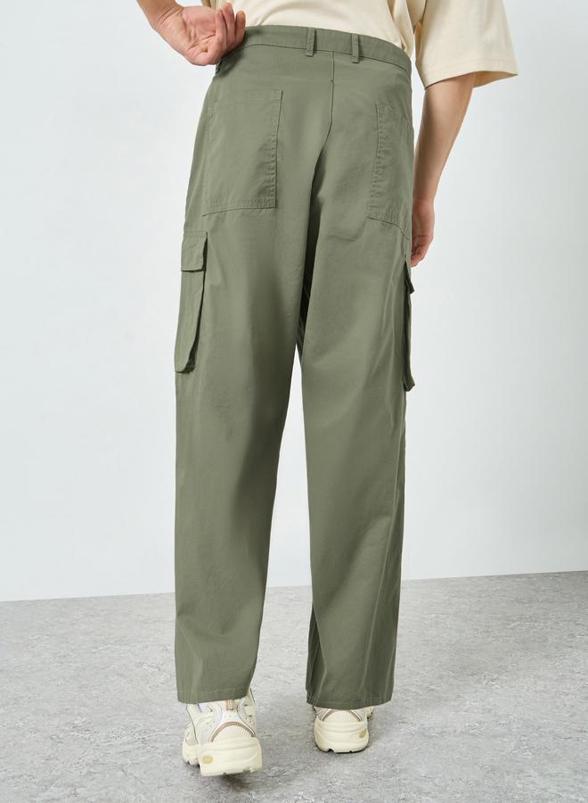 Styli Men Olive Green Baggy Fit Trousers - Image 4