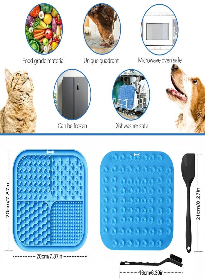 Lesipee Licking Mat for Dogs & Cats 2 Pack, Slow Feeder Lick Pat, Anxiety Relief Toys, Feeding Mat for Butter Yogurt Peanut, Pet Supplies, Bathing Grooming Training Calming (Blue & Green) - Image 2