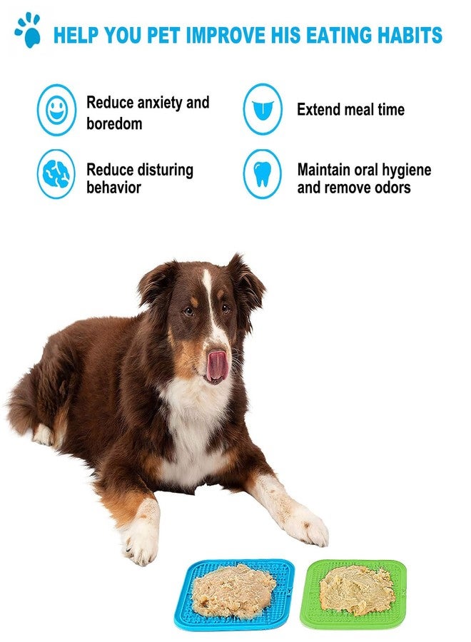 Lesipee Licking Mat for Dogs & Cats 2 Pack, Slow Feeder Lick Pat, Anxiety Relief Toys, Feeding Mat for Butter Yogurt Peanut, Pet Supplies, Bathing Grooming Training Calming (Blue & Green) - Image 5