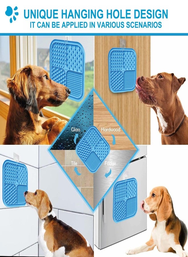 Lesipee Licking Mat for Dogs & Cats 2 Pack, Slow Feeder Lick Pat, Anxiety Relief Toys, Feeding Mat for Butter Yogurt Peanut, Pet Supplies, Bathing Grooming Training Calming (Blue & Green) - Image 4