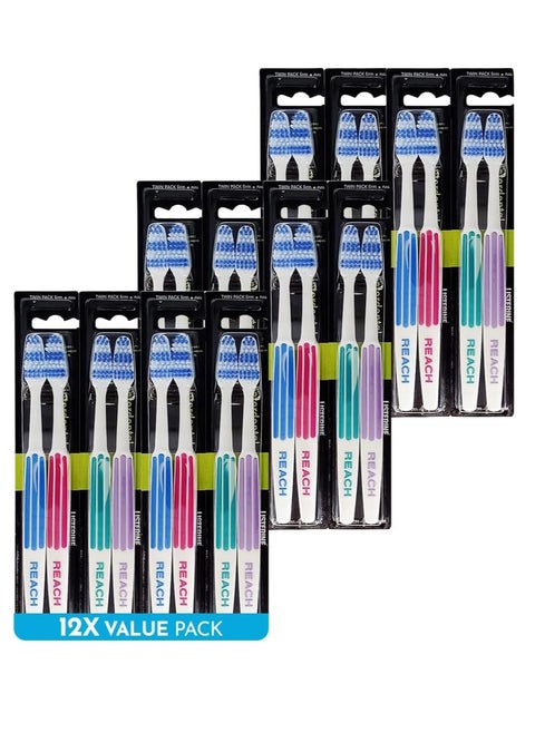 Advanced Design Toothbrush, Firm Bristles for Hard to Places, Adult Toothbrush, 2 Count (Pack of 12) Total 24 Toothbrushes, Colors May Vary