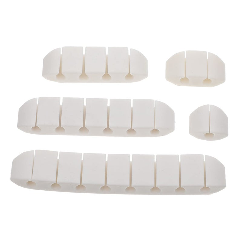 White 5 Piece Adhesive Cable Organizer Set Wire Holder For Office Home Desk Cord Management - Image 2