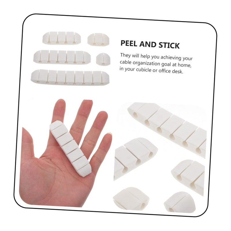 White 5 Piece Adhesive Cable Organizer Set Wire Holder For Office Home Desk Cord Management - Image 4
