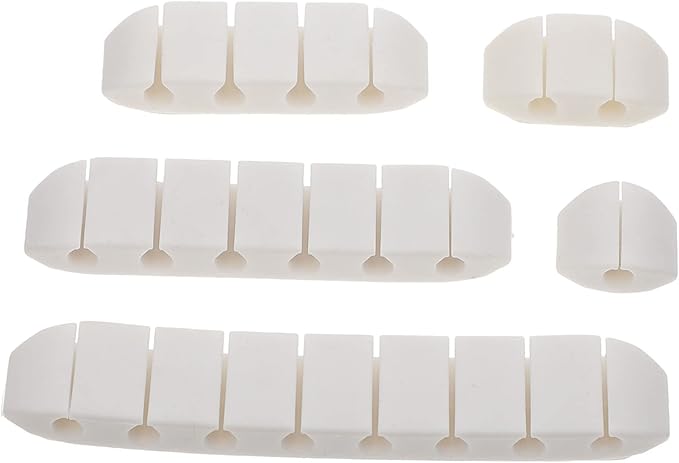 White 5 Piece Adhesive Cable Organizer Set Wire Holder For Office Home Desk Cord Management - Image 1