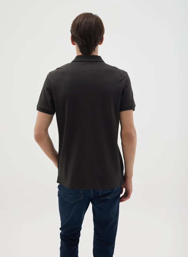 Ovs  OVS Men'S Black Pure Cotton Polo Shirt In Regular Fit for Men | Best Price UAE