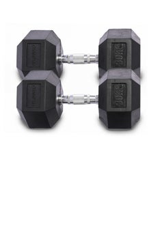 CHAMP KIT CHAMPKIT Rubber Hex Dumbbells set of pairs , for Exercises, Strength training equipment and Home gym accessories,30KG  - Image 1