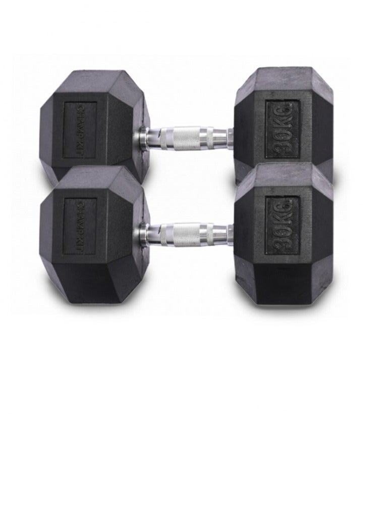 CHAMP KIT CHAMPKIT Rubber Hex Dumbbells set of pairs , for Exercises, Strength training equipment and Home gym accessories,30KG - Image 1