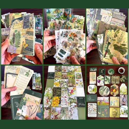 yifely Paper Vintage Aesthetic Scrapbook Kit Scrapbooking Supplies Kit with Bullet Junk Journal,Stationery,A6 Grid Notebook with Graph Ruled Page DIY Journaling Gift for (Cyan Looked At Wild Dome) - Image 5