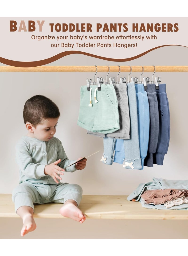 Mmmon 10 Pack Baby Pants Hangers withClips, Toddler Non-Slip Space Saving Hanger!for Pants, Skirts, Clothes - Baby EssentialsCloset Organizer  - Image 2