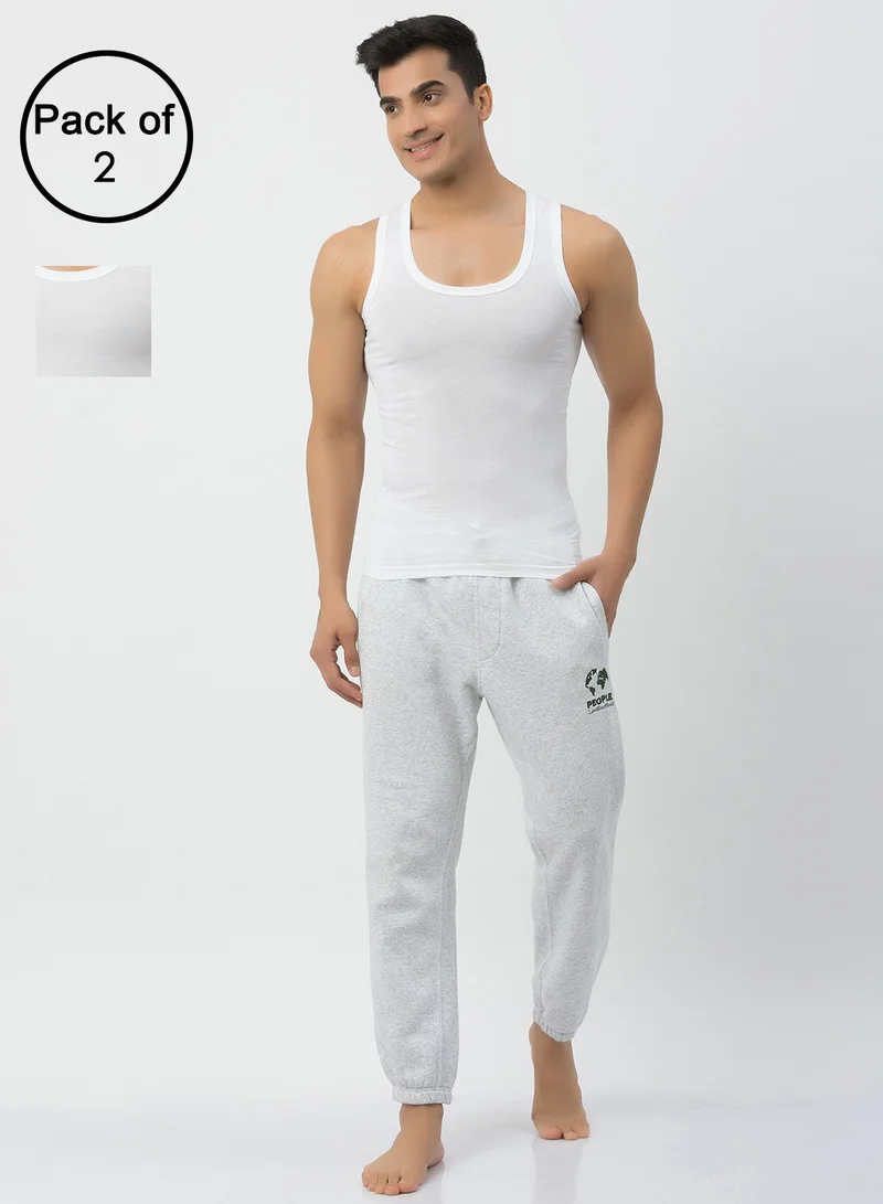 John Players John Players Pack of 2 Classic Cotton Vests in White