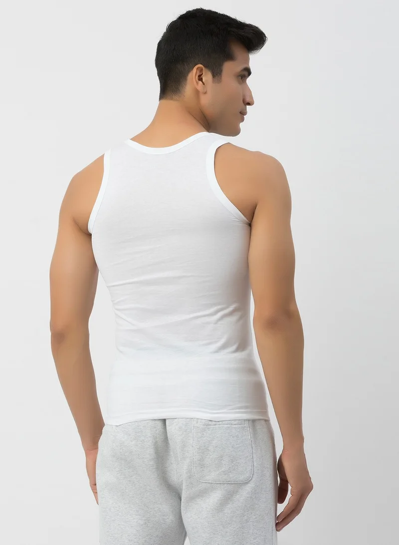 John Players John Players Pack of 2 Classic Cotton Vests in White