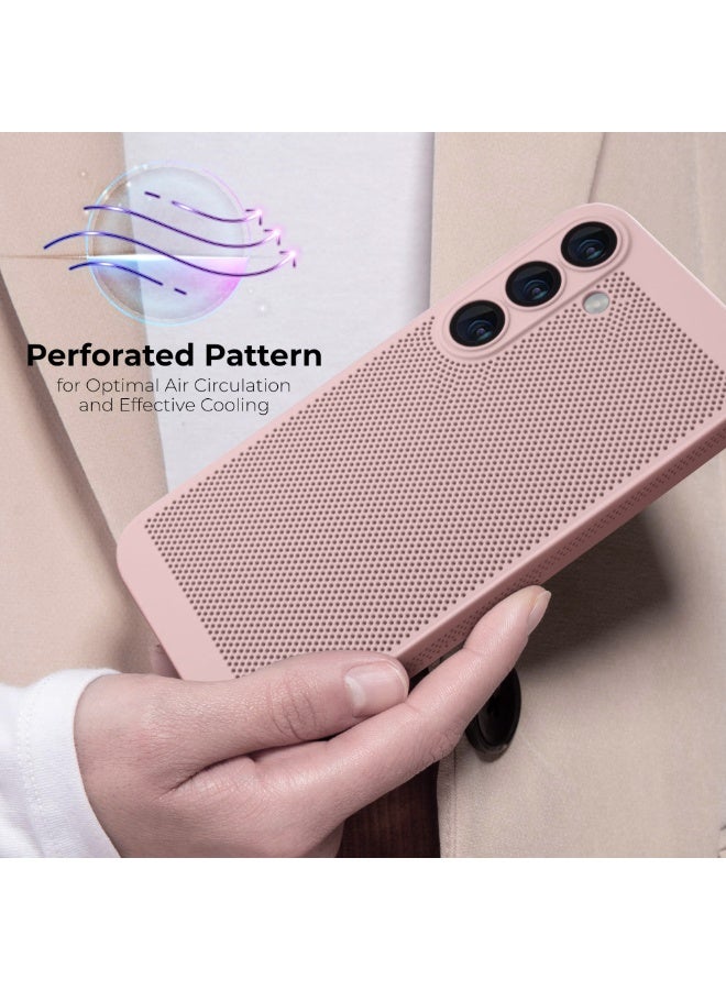 Heat Dissipation Case with Built in Camera Lens Protector Slim Fit Breathable Cooling Anti Fingerprint Hard PC Back Shockproof Cover For Samsung Galaxy A26 (Pink) - Image 4