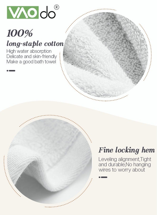 فاو دو طقم مناشف حمام قطنية مكونة من 3 قطع، منشفة استحمام ناعمة وصديقة للبشرة سريعة الامتصاص*قطعة واحدة و2 قطعة مناشف بيضاء - Image 3