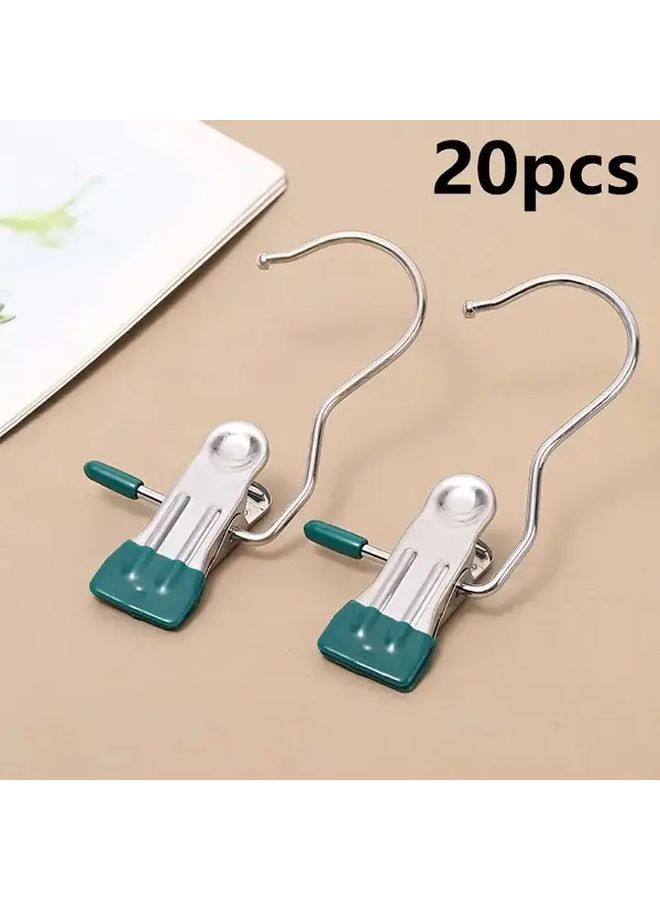 20Pcs Pink Stainless Steel Space Saving Hanger Clips For Organizing Shoes Caps Pants And Socks Strong Load Bearing Capacity No Deformation Fashionable Design Home Closet Storage Durable Metal Stylish Clips - Image 4