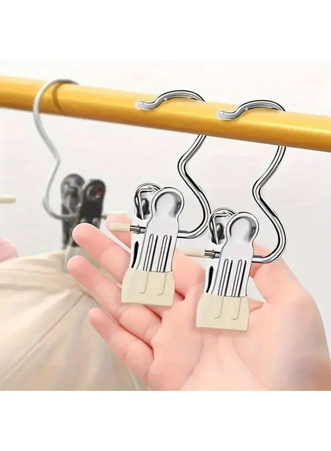 20Pcs Pink Stainless Steel Space Saving Hanger Clips For Organizing Shoes Caps Pants And Socks Strong Load Bearing Capacity No Deformation Fashionable Design Home Closet Storage Durable Metal Stylish Clips - Image 5