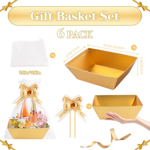 Orchidleaf Basket for Gifts Empty Gold Empty for Basket Empty to Fill Gifts Bulk DIY Empty Gift Suitable for Mothers Day Christmas Wedding Birthday Party 6 - Image 3