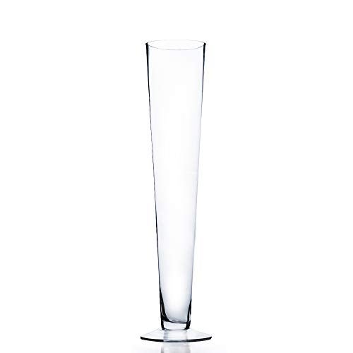 WGVI WGV Trumpet Glass Vase, Open 4", Height 20", (Multiple Sizes Choices) Clear Tall Pilsner Floral Planter Container Centerpiece, Wedding Event Home Decor, 1 Piece (VTV0420) - Image 1