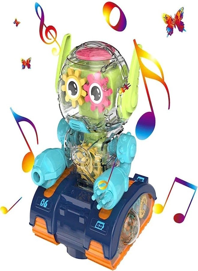 TEMSON Kids Robot Toy - Transparent Robot Toy for Kids - Auto Obstacle Avoider Mechanical Robot Toy - Universal Robot with Gear Technology - 3D Concept Musical Robot Toy 360° Degree Rotation - Image 1