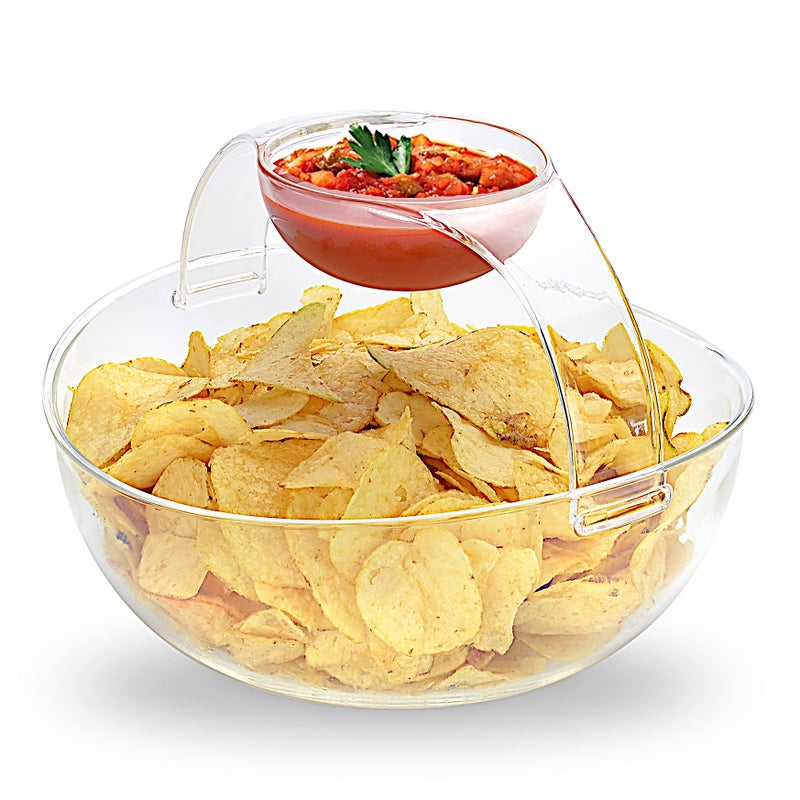 Roe  Moe Chip and Dip Acrylic Bowl Set 3L main bowl 200ml clipon dipping bowl