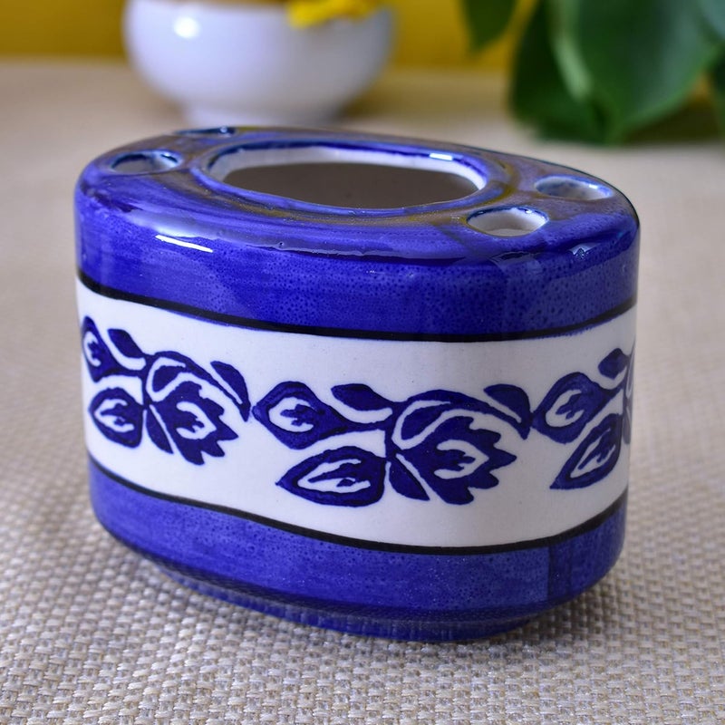 KunhaR Ceramic Bathroom Accessory Set Blue Liquid Soap Dispenser Toothbrush HolderKUNCBSET1601 - Image 3
