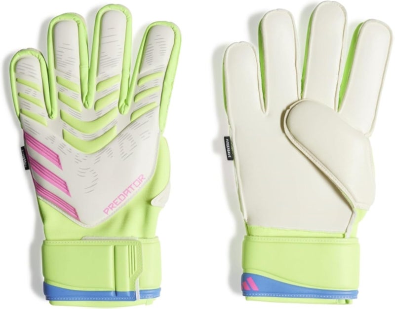 adidas pred gl mtc fs white,lucid lemon,lucid pink football/soccer goalkeeper gloves (fingersave) for men &amp; women size 11