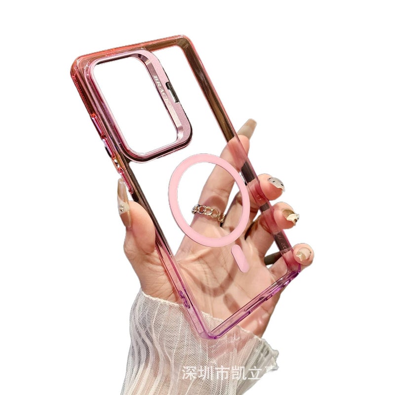غطاء MagSafe | حماية من السقوط | حامل قائم | مقاوم للصدمات لـ Samsung S25 Ultra / Samsung S25 | وردي - Image 1