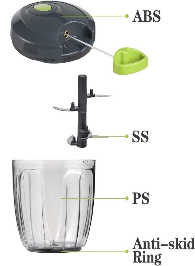 Houvida Manual Food Chopper Vegetable Cutter, Hand String Chopper Onions Cutter for Vegetable Fruits Nuts BPA Free Food Safe Material, 750ML, Multicolor - Image 3