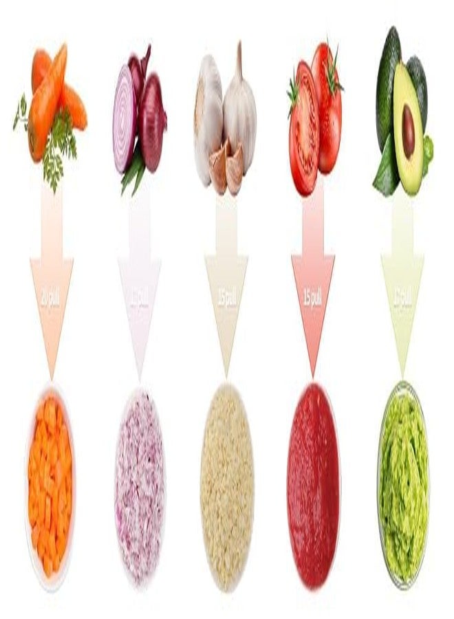 Houvida Manual Food Chopper Vegetable Cutter, Hand String Chopper Onions Cutter for Vegetable Fruits Nuts BPA Free Food Safe Material, 750ML, Multicolor - Image 4
