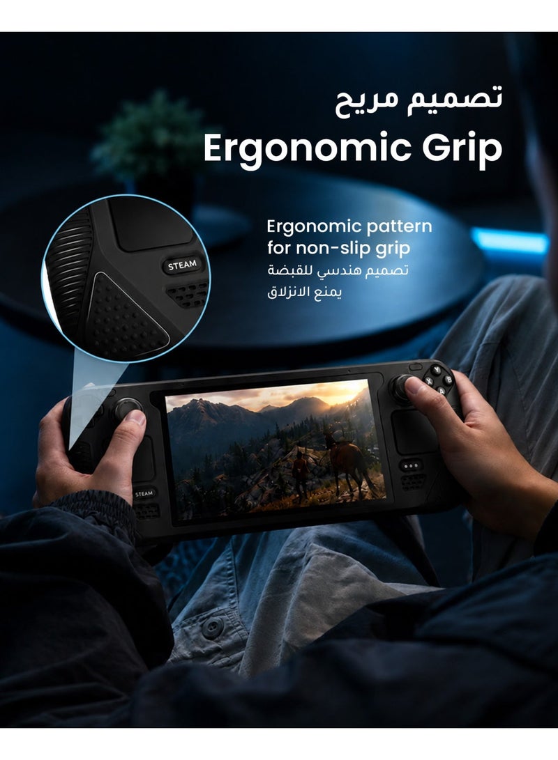 Syntech Protective Case Compatible with Steam Deck Accessories Console OLED/LCD, All-Round Protection with Non-Slip Thumb Grips, Silicone Cover for Enhanced Fit and Alignment-Black - Image 4