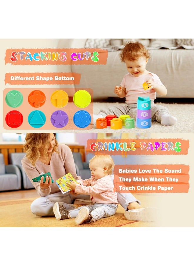 Wattne Baby Toys 6 To12 Months, 7 In-1 Montessori Toy For 6-9-12-18 Month Old With Pull String Toy, Sensory Bin Toys, Stacking Baby Blocks & Soft Infant Ring & Sensory Ball, Stacking Cups For Toddler Gift  - Image 4