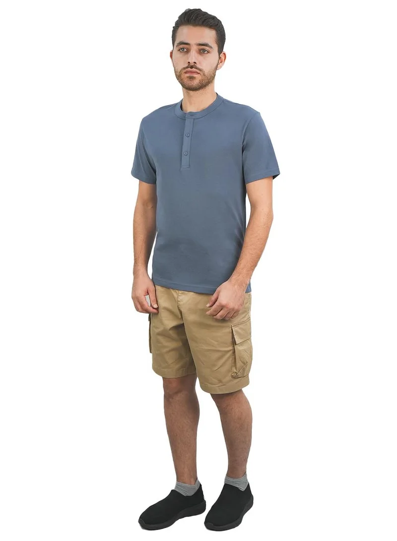 GIORDANO Men's Cotton Jersey Slim Fit Henley Tee