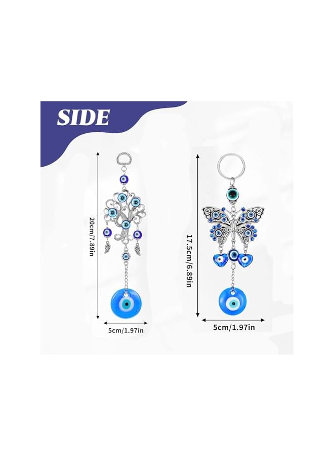 The Bros 2 Pieces Evil Eye Car Hanging Ornament,Blue Evil Eye Car Ornaments Lucky Car Decoration Pendant for Rear View Mirror - Image 3