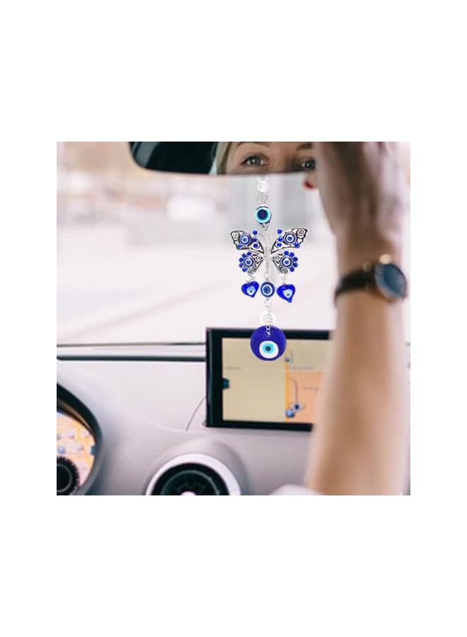 The Bros 2 Pieces Evil Eye Car Hanging Ornament,Blue Evil Eye Car Ornaments Lucky Car Decoration Pendant for Rear View Mirror - Image 5