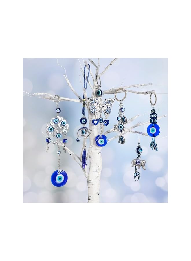 The Bros 2 Pieces Evil Eye Car Hanging Ornament,Blue Evil Eye Car Ornaments Lucky Car Decoration Pendant for Rear View Mirror - Image 2