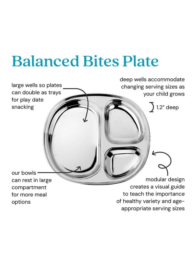 Ahimsa Stainless Steel Kids Plates - Divided Toddler Plates, Pediatrician Designed, Non Toxic Toddler Plate, Camping Plate, BPA Free & Dishwasher Safe (Single) - Image 2