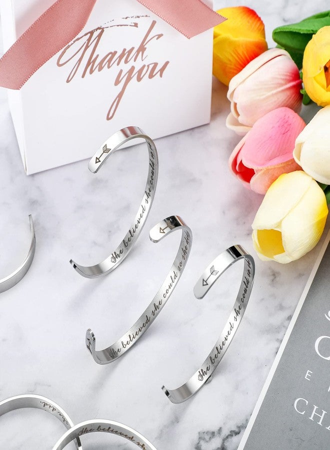 Fumete 12 Pcs Inspirational Bracelets for Womens History Month Gifts for Motivational Engraved Coworker Employee Bracelets(She Believed She Could) - Image 4