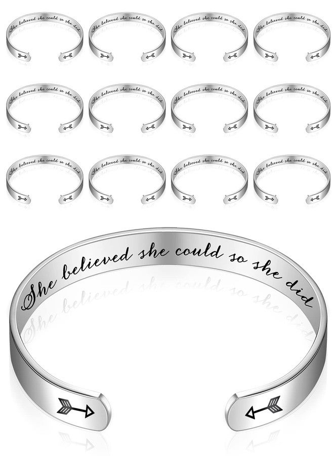 Fumete 12 Pcs Inspirational Bracelets for Womens History Month Gifts for Motivational Engraved Coworker Employee Bracelets(She Believed She Could) - Image 1