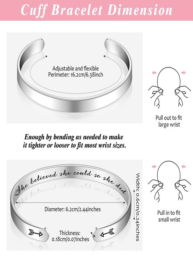 Fumete 12 Pcs Inspirational Bracelets for Womens History Month Gifts for Motivational Engraved Coworker Employee Bracelets(She Believed She Could) - Image 2